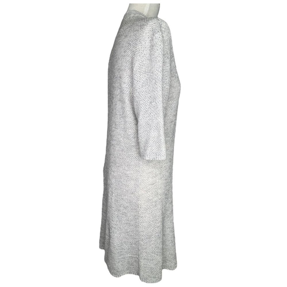 Eileen Fisher Open Front Long Tunic Knit Top Short Sleeves Cream Size S - Picture 7 of 10